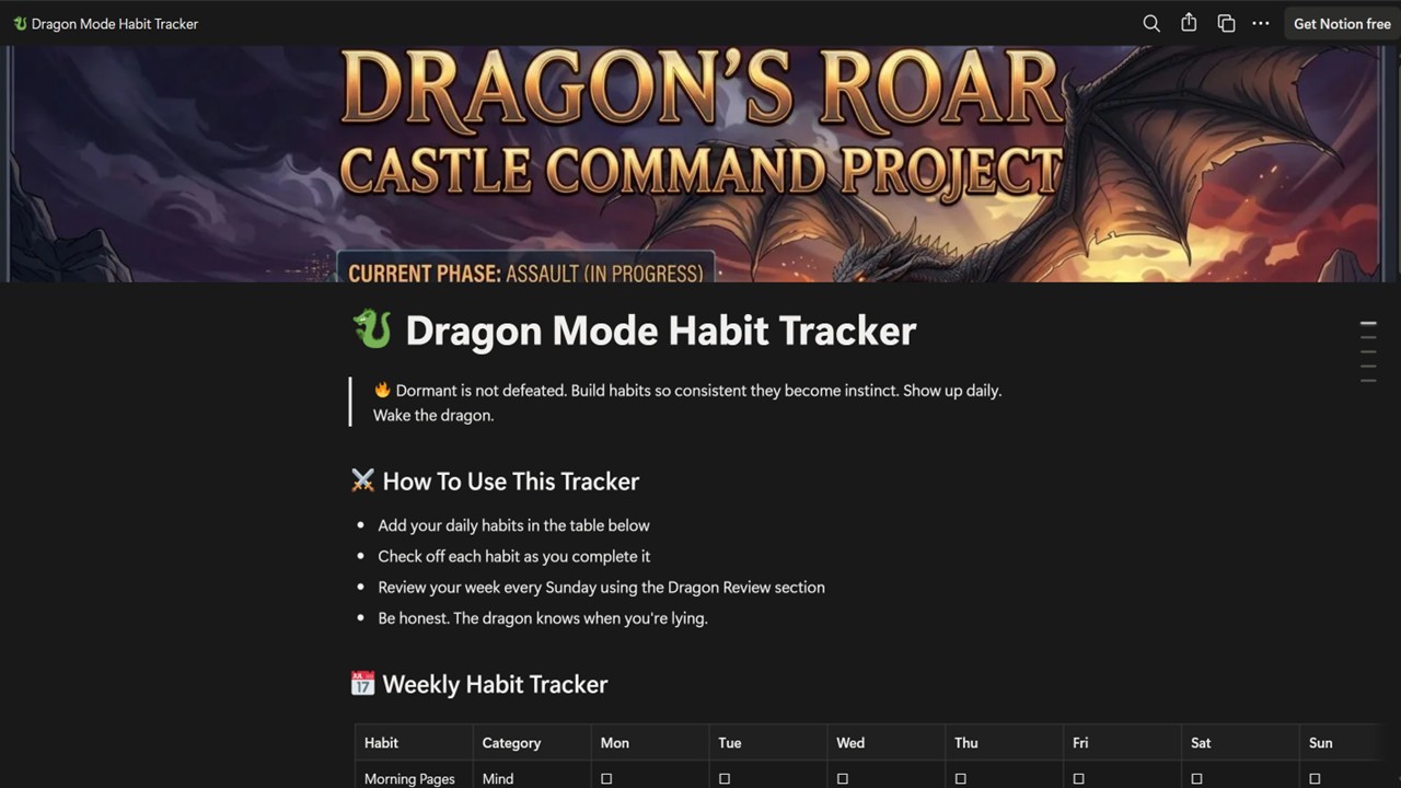 Dragon Notion Template