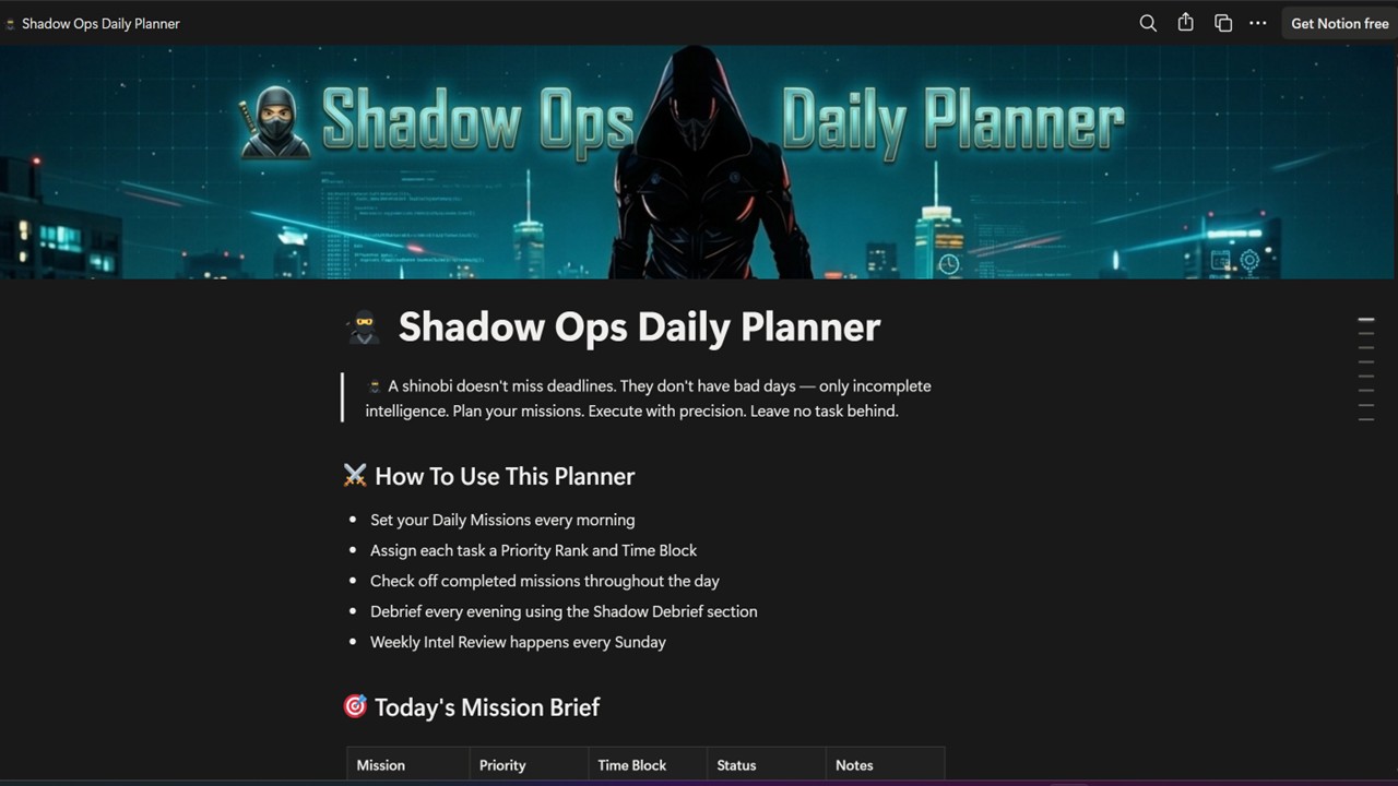 Ninja Notion Template