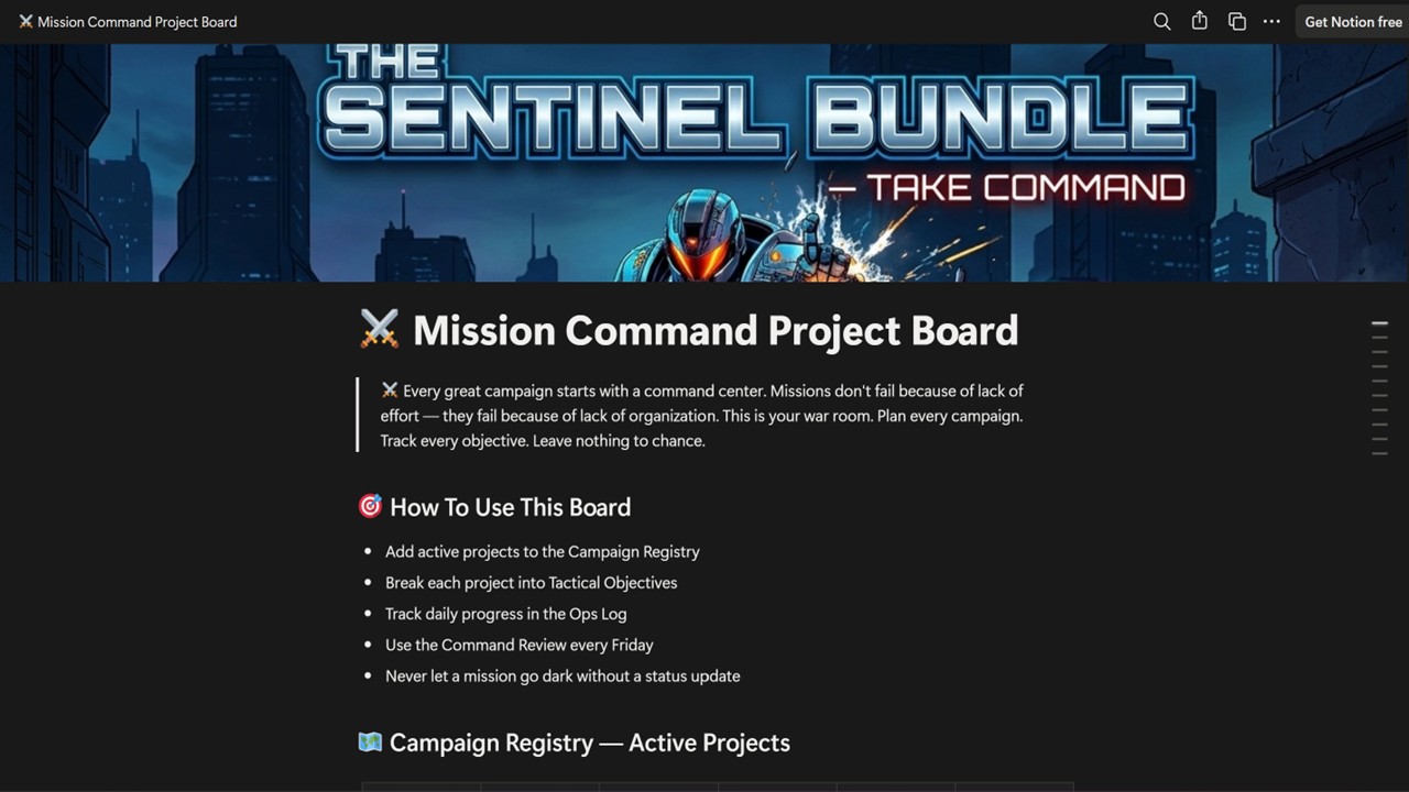 Sentinel Notion Template